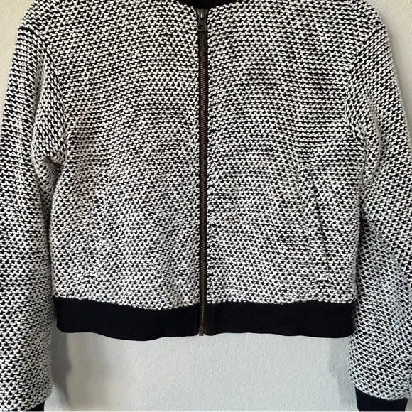 Marine Layer Birdseye Bomber JacketXSBlack & White Textured Zip-Up EUC